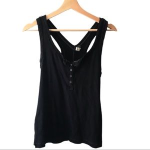 We the Free Tank Top Henley Racerback Black Medium